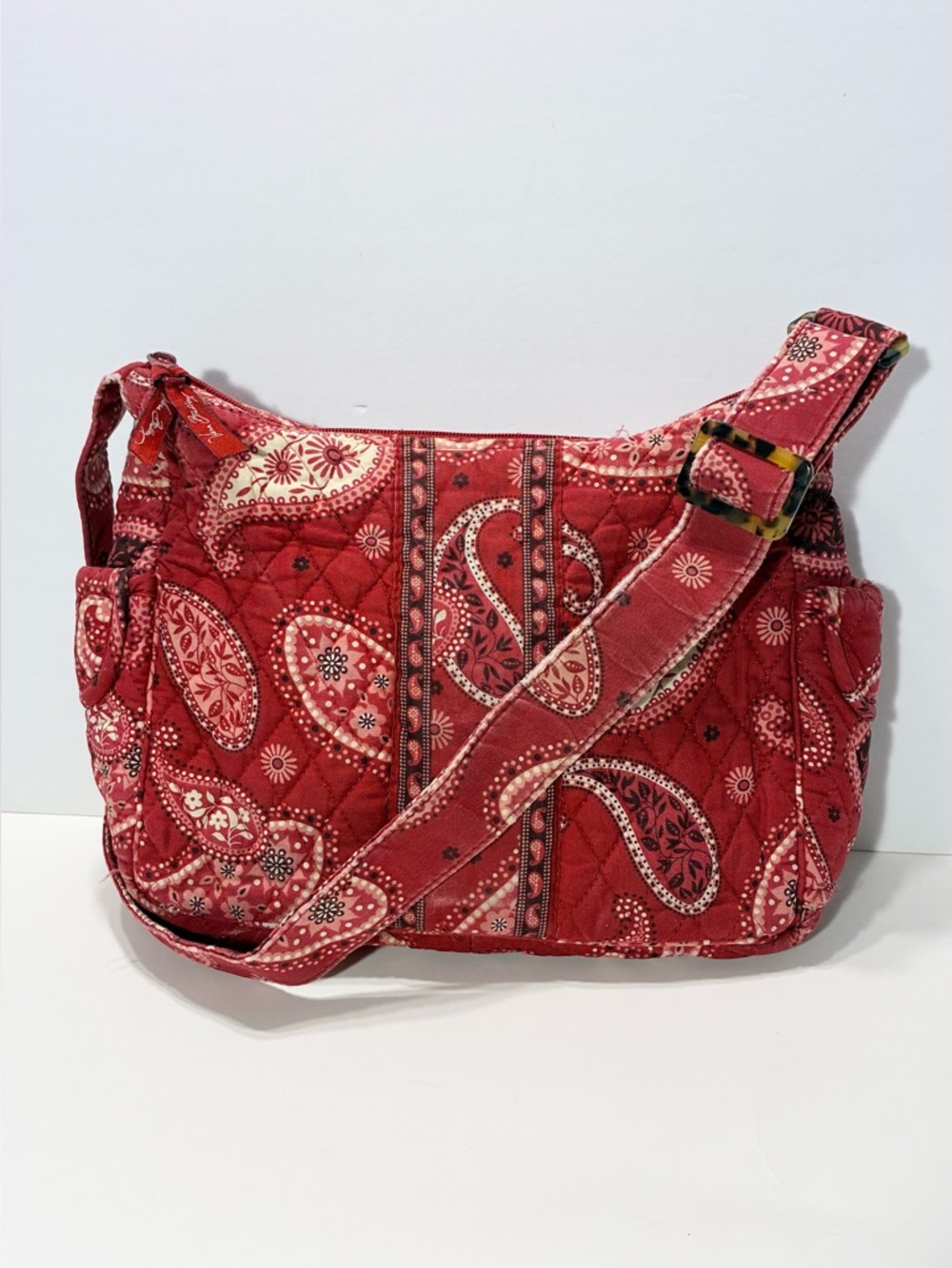 Y2K Vera Bradley Mesa Red Paisley Crossbody Bag USA MADE Vintage 4x11.75x8.5 - Picture 1 of 16